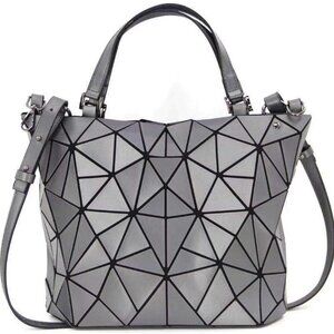 Geometric Luminous Purse Artificial Leather Rainbow Holographic Large